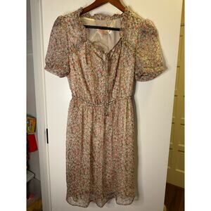 Orion London Tan and Pink Floral Silky Lining Size Small
